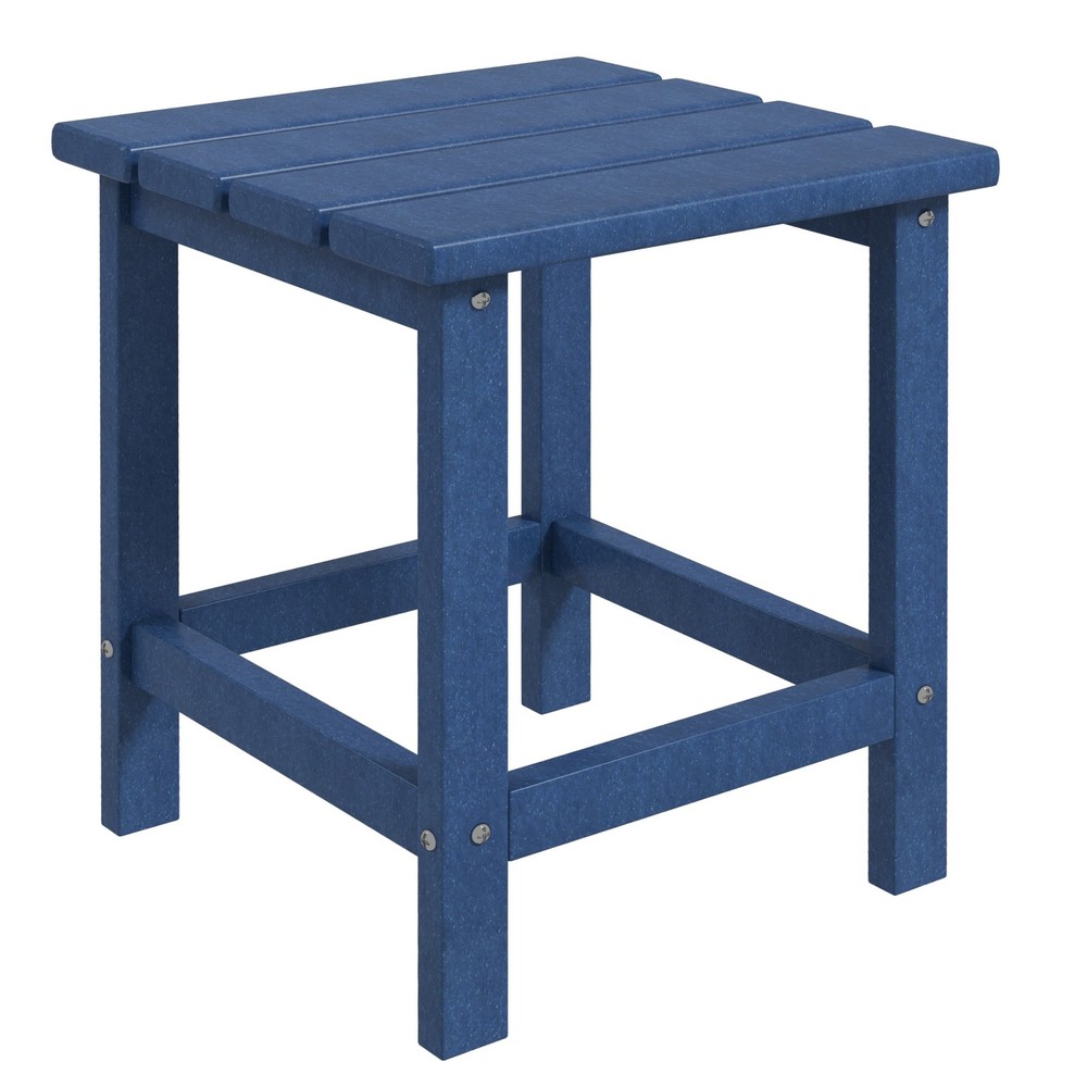Patio Side Table, Outdoor Plastic End Table for Backyard Deck Lawn, Black
