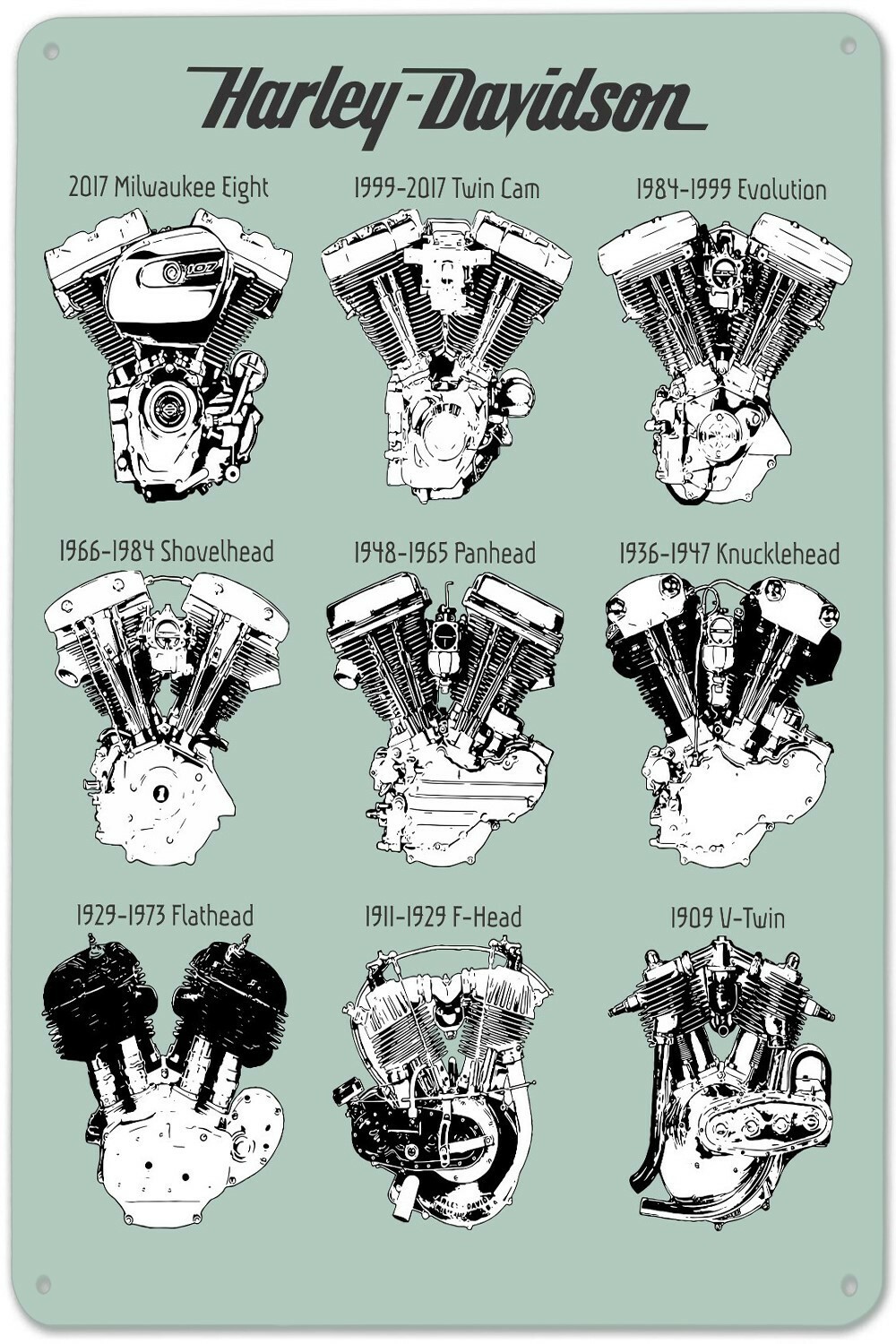 Hog Engine Tin Sign (Panhead Knucklehead Fatboy Sportster Twin Bobber) MPD1