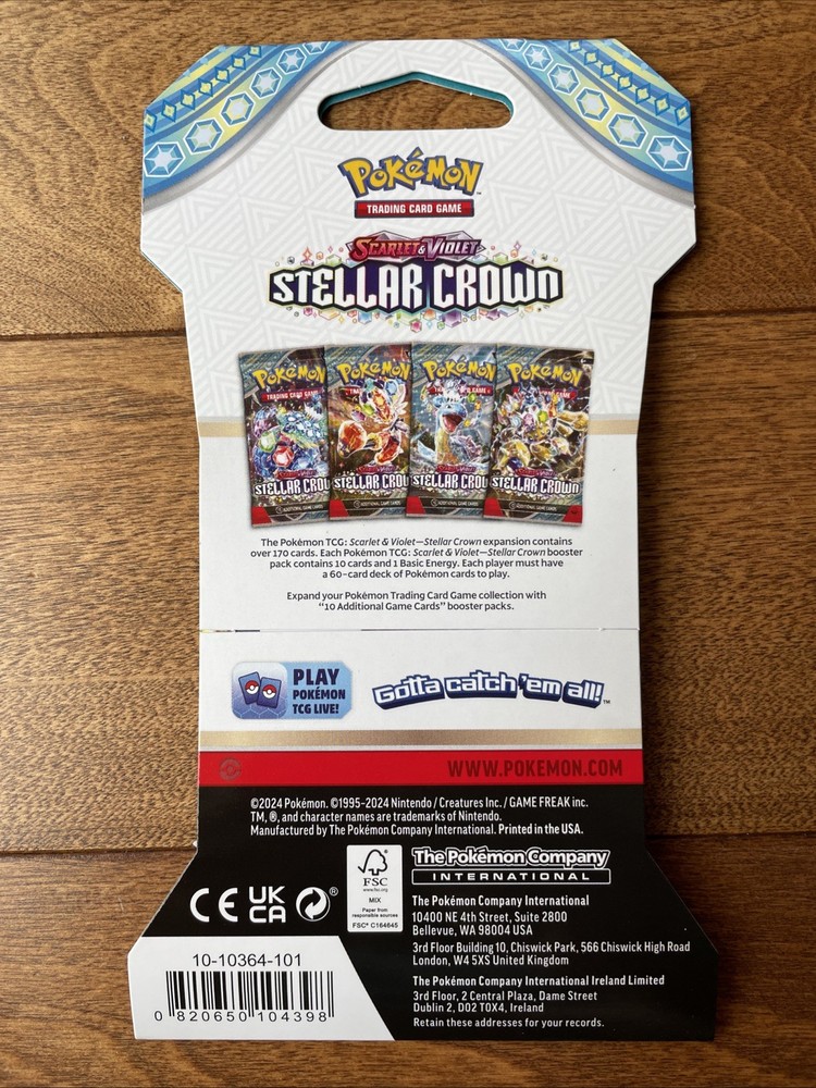 🔥 Pokemon Stellar Crown SLEEVED Booster Pack Random Art