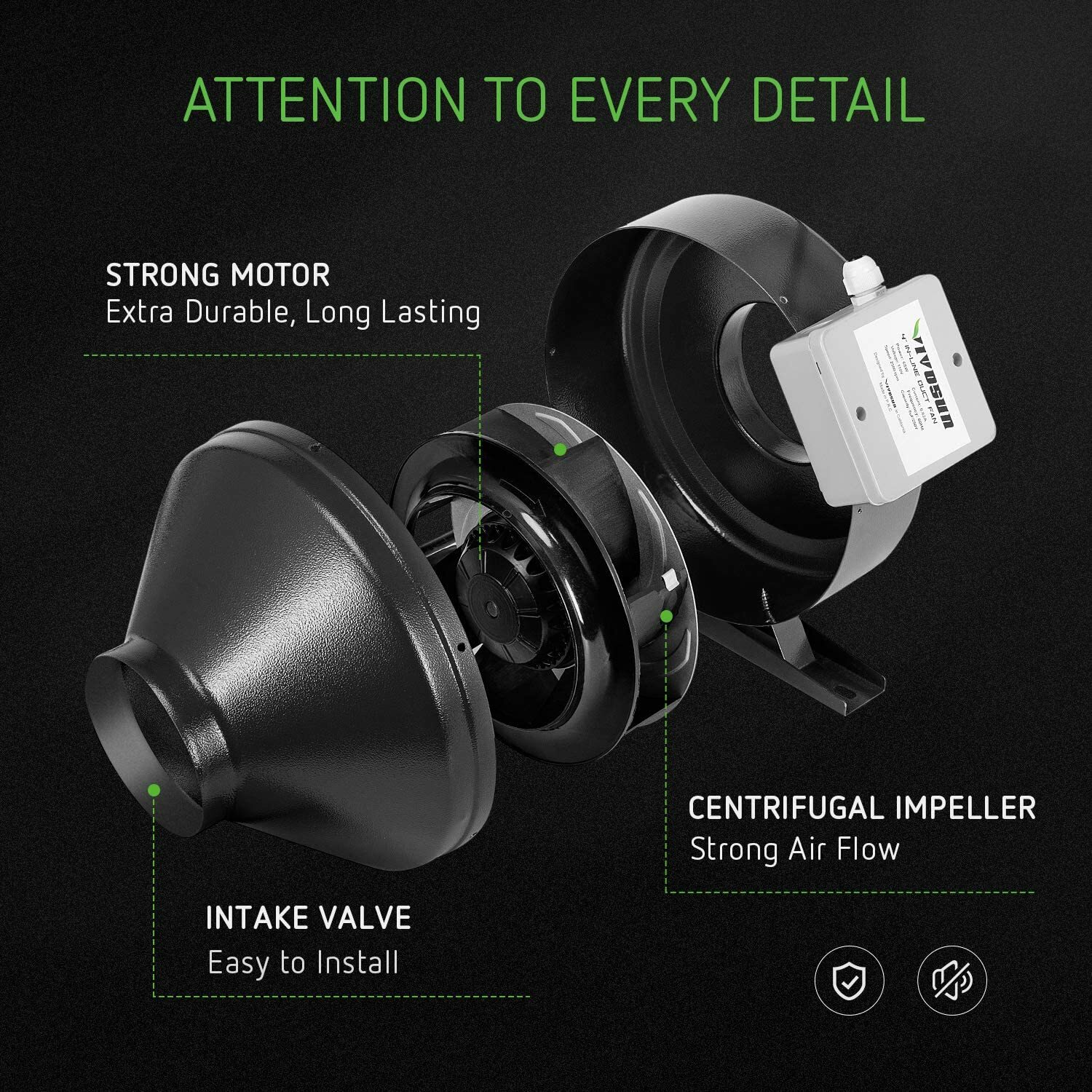 8 Inch 720 CFM Inline Duct Fan w/ 8" Carbon Filter Odor Control