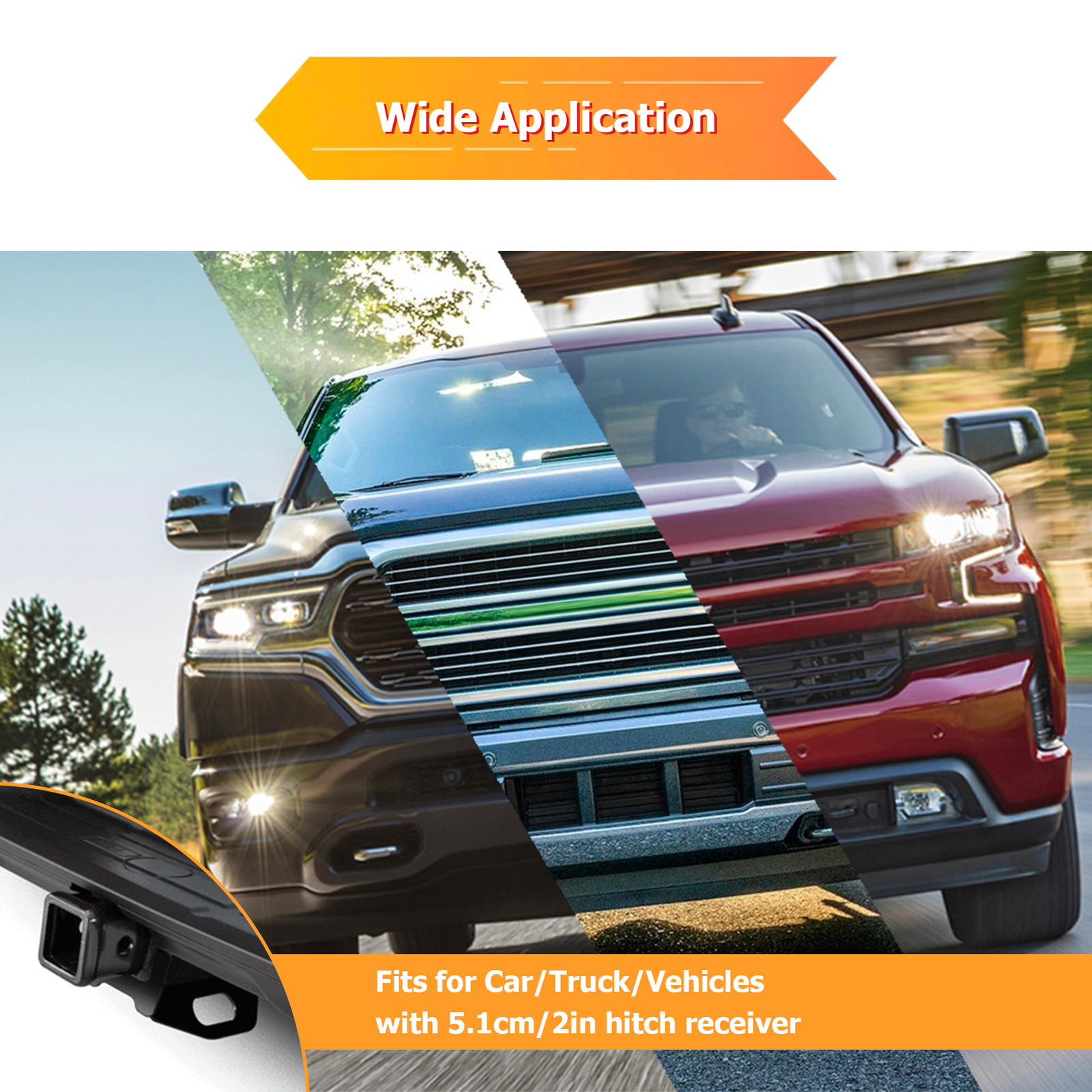 Trailer Towing Hitch Step Bar Rear Bumper Guard Fits 2'' Inch Receiver