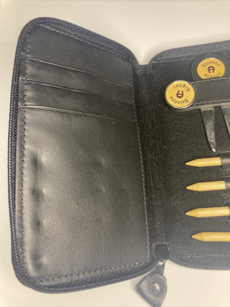 Etienne Aigner Leather Golf Tee Case Black