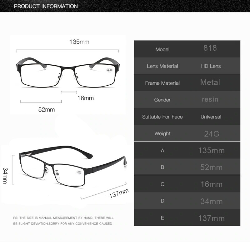 Mens Business Reading Glasses Frames Titanium Alloy Hyperopia Presbyopia 2024