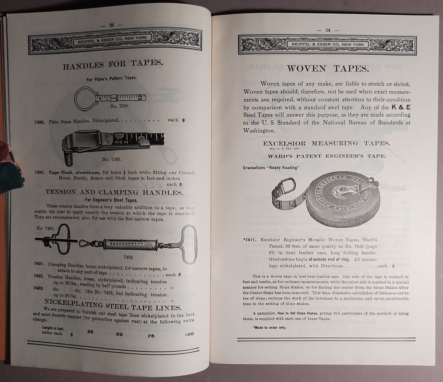 1926 Keuffel & Esser K&E Measuring Tape Folding Rule Catalog + Ink Blotter B6-26