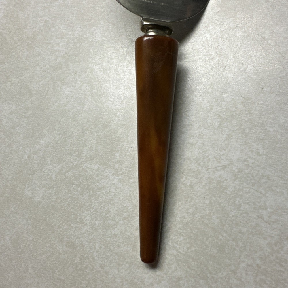 VINTAGE TORTOISE SHELL BAKELITE HANDLE PIE & CAKE SLICER & SERVER 10.75" long
