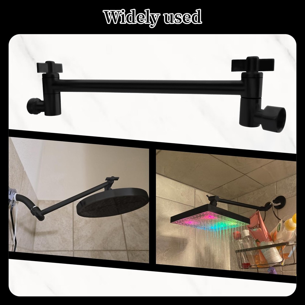 Shower Head Extension Arm 9 Inch Adjustable Shower Riser for Height & Angle, G1/