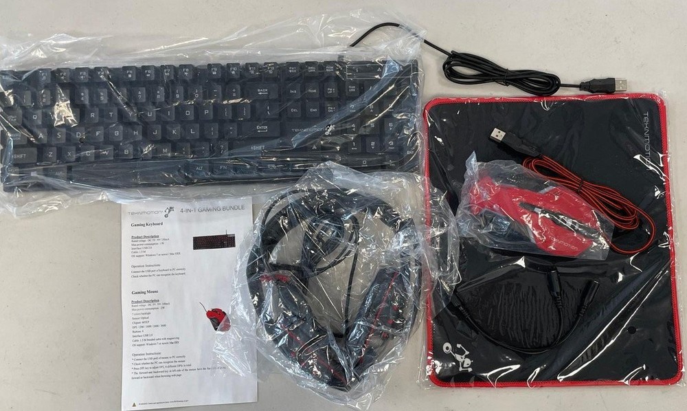 TekNmotion Nibiru 4-in-1 PC Gaming Bundle - LED Keyboard, Mouse, Headset & Pad