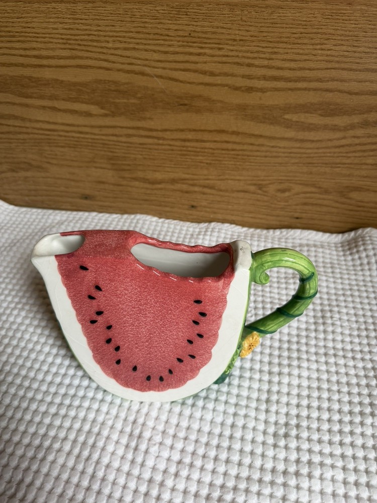 Garden Ridge Watermelon Pottery Pitcher