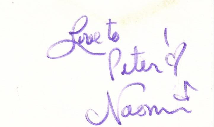 Naomi Judd- Signed Index Card