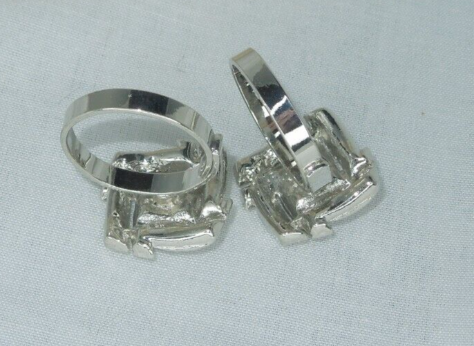 2 Ring Blanks Settings Cabochon Adjustable silver Plated Brass NEW 84V