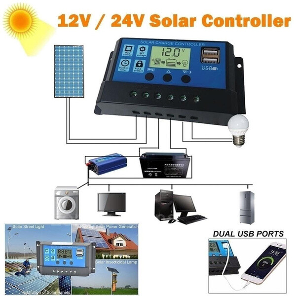 100A 12V 24V MPPT Solar Charge Controller Home Solar Panel Battery Regulator