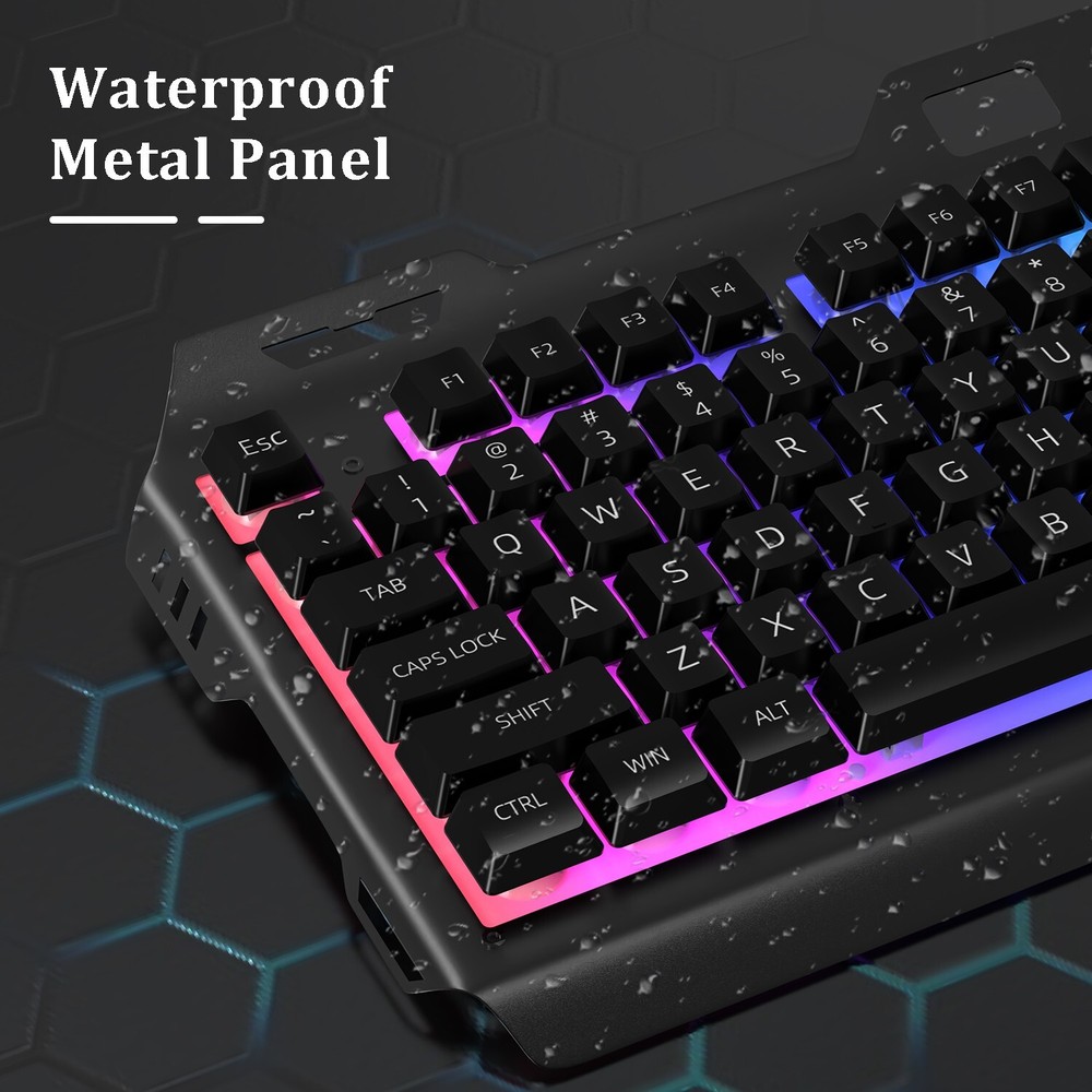 Computer Desktop Gaming Keyboard and Mouse Mechanical Feel LED Light Backlit US