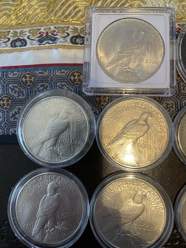 10 90% Silver Peace Dollars ( Circulated)