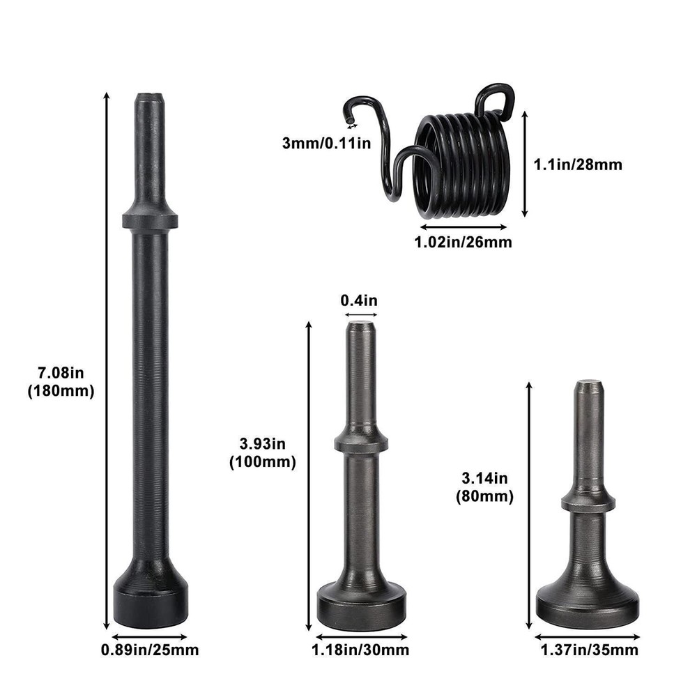 4-Pack Smoothing Pneumatic Air Hammer Bits Air Chisel Bits Tool Set with Spring