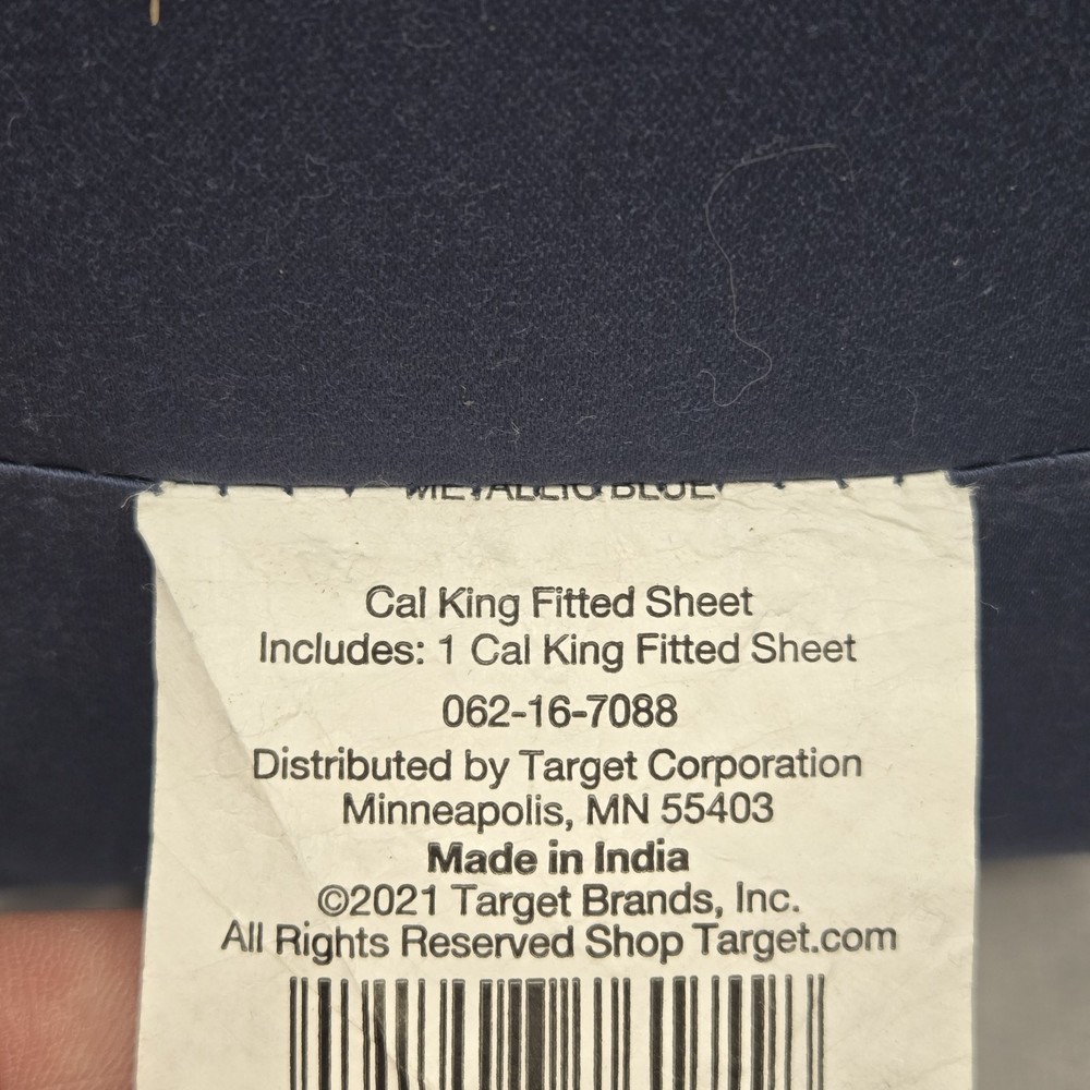Threshold Cali King Fitted Sheet Metallic Blue