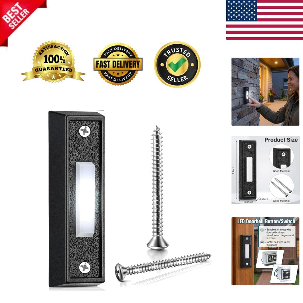 1 Piece Lighted Doorbell Button, Wired Doorbell Push Button, Replacement Wall...