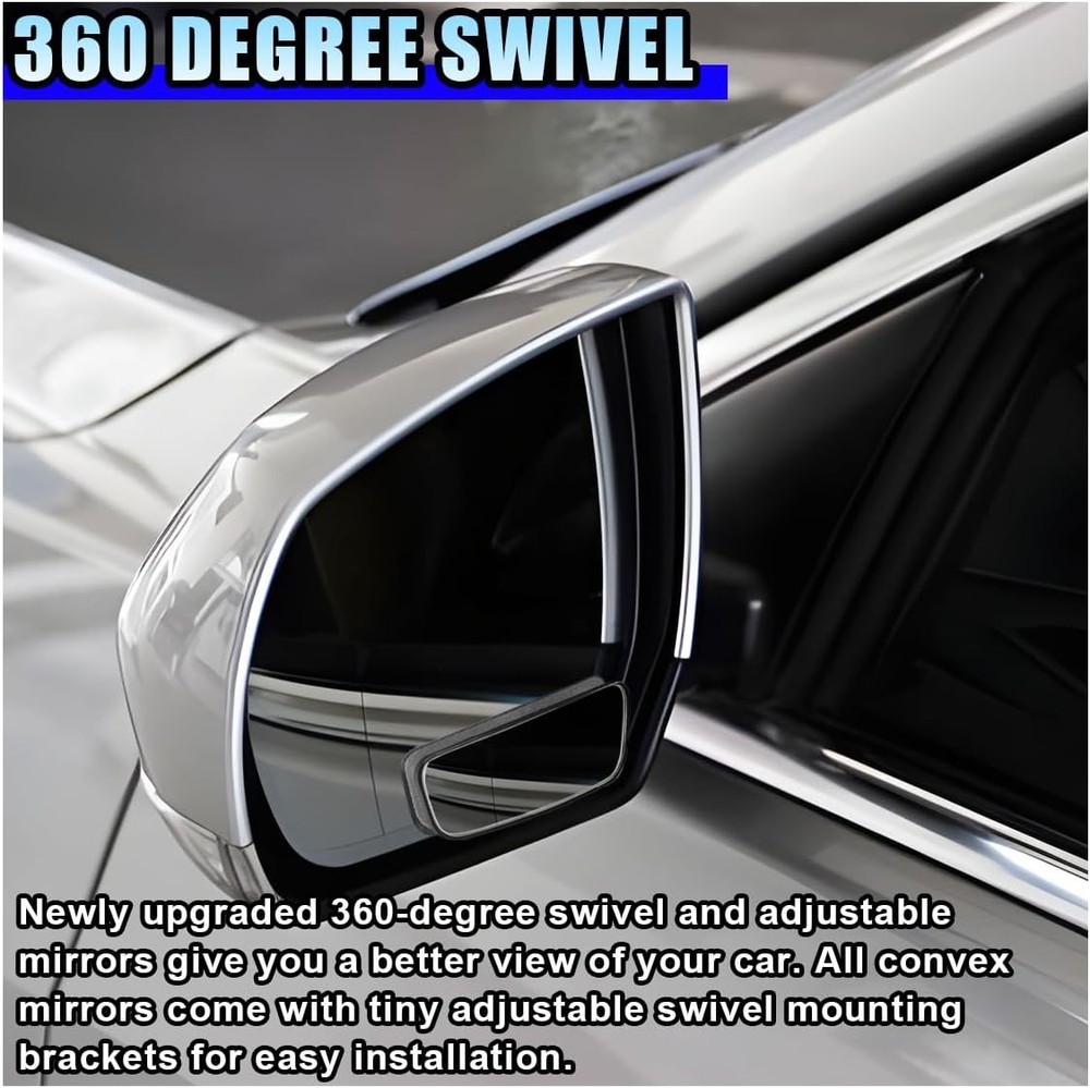 2PCS Rectangle Blind Spot Mirror for Car, Adjustable Wide Angle Mirror Framed