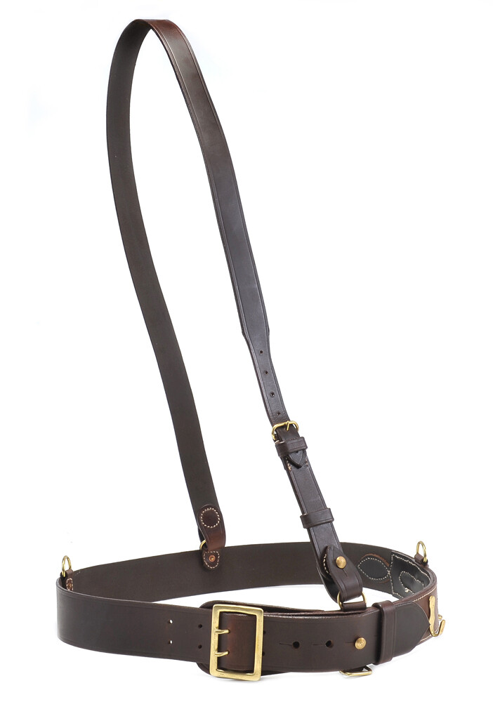 WW1 Sam Browne Belt With Shoulder Strap Premium Drum Dyed Oiled Brown Leather