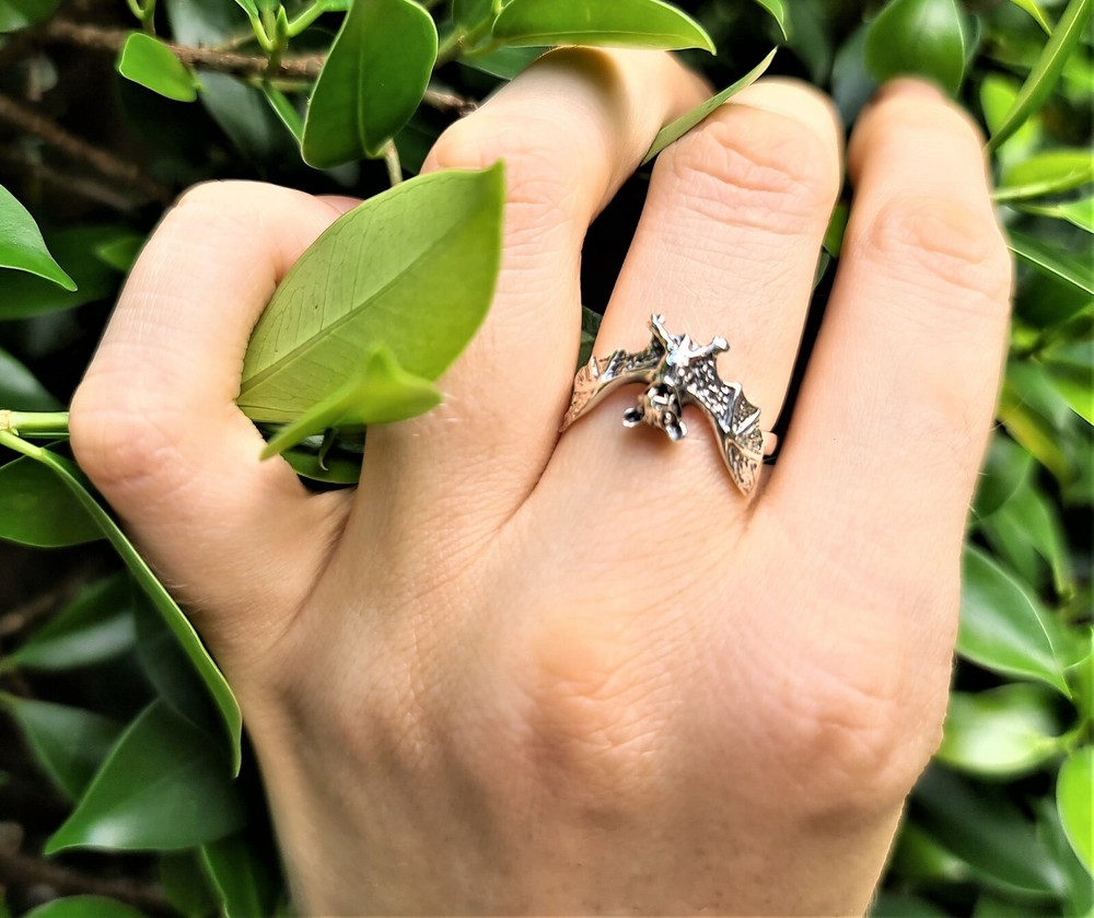Bat Ring 925 Sterling Silver Vampire Gothic Rock Biker