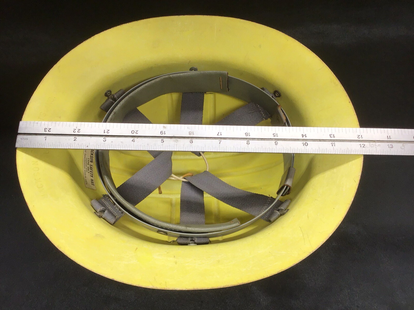 Vintage Jackson Hard Hat SH-1 Fiberglass Full Brim Safety Yellow 1950’s Cool 😎