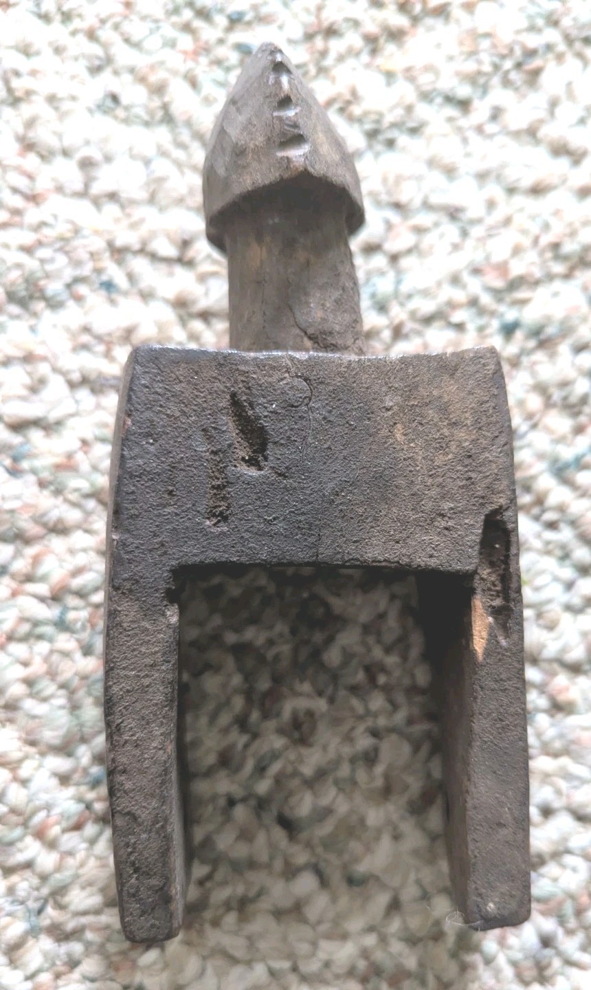 AFRICAN HEDDLE PULLEY ABSTRACT DESIGN TEXTILE WEAVING TOOL WOOD UTILITARIAN