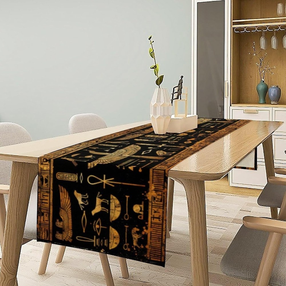 Retro Egyptian Elements Graffiti Pattern for Home Kitchen Table Decor 13x36in...