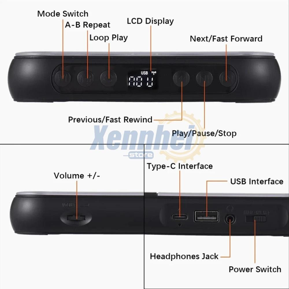 Portable CD Player Personal CD Players with Bluetooth Rechargeable Black US