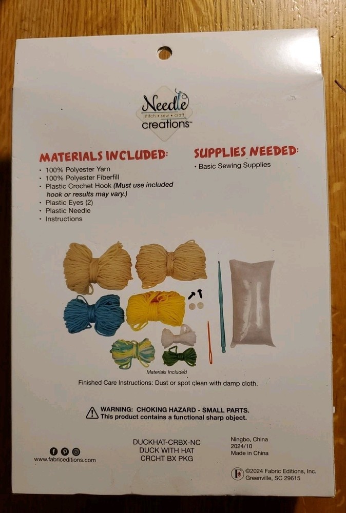 Needle Creations Complete Crochet Kit DIY Easter Duck Intermediate Skill Level