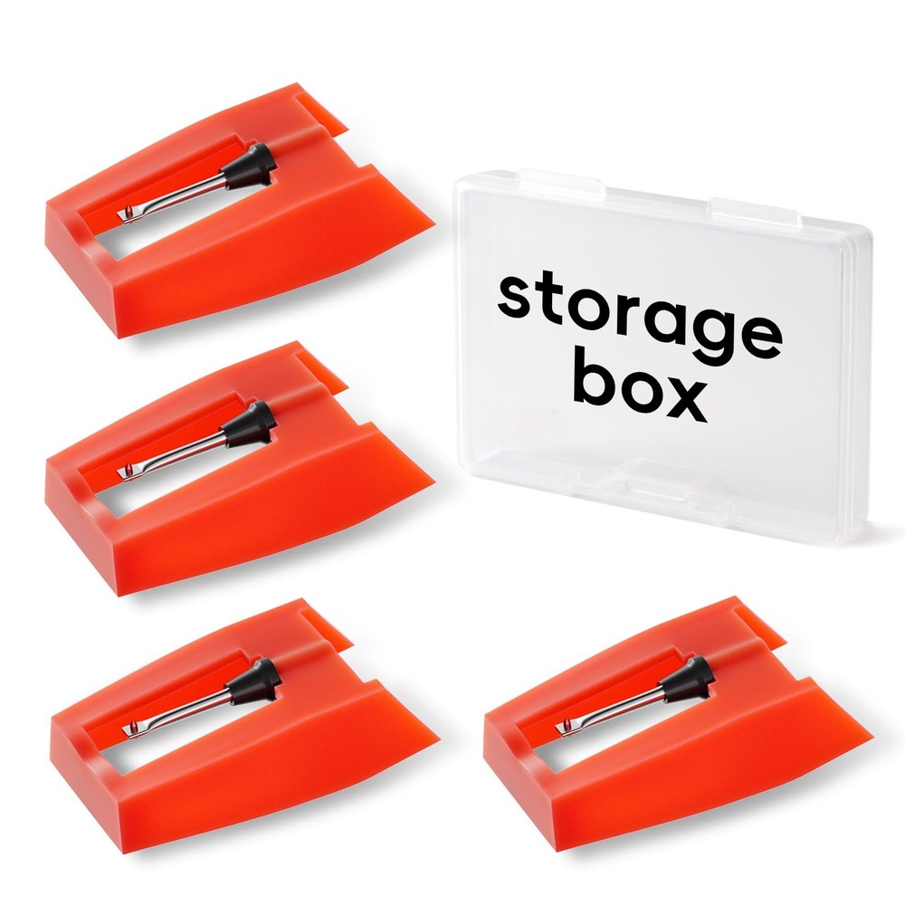 4-Pack Record Player Needles for Crosley, Victrola Turntables - Ruby Stylus