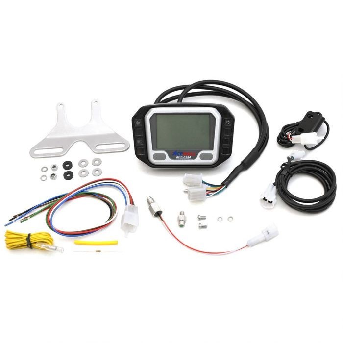 Acewell 3904 Multifunction Digital Speedometer Tachometer Silver Black
