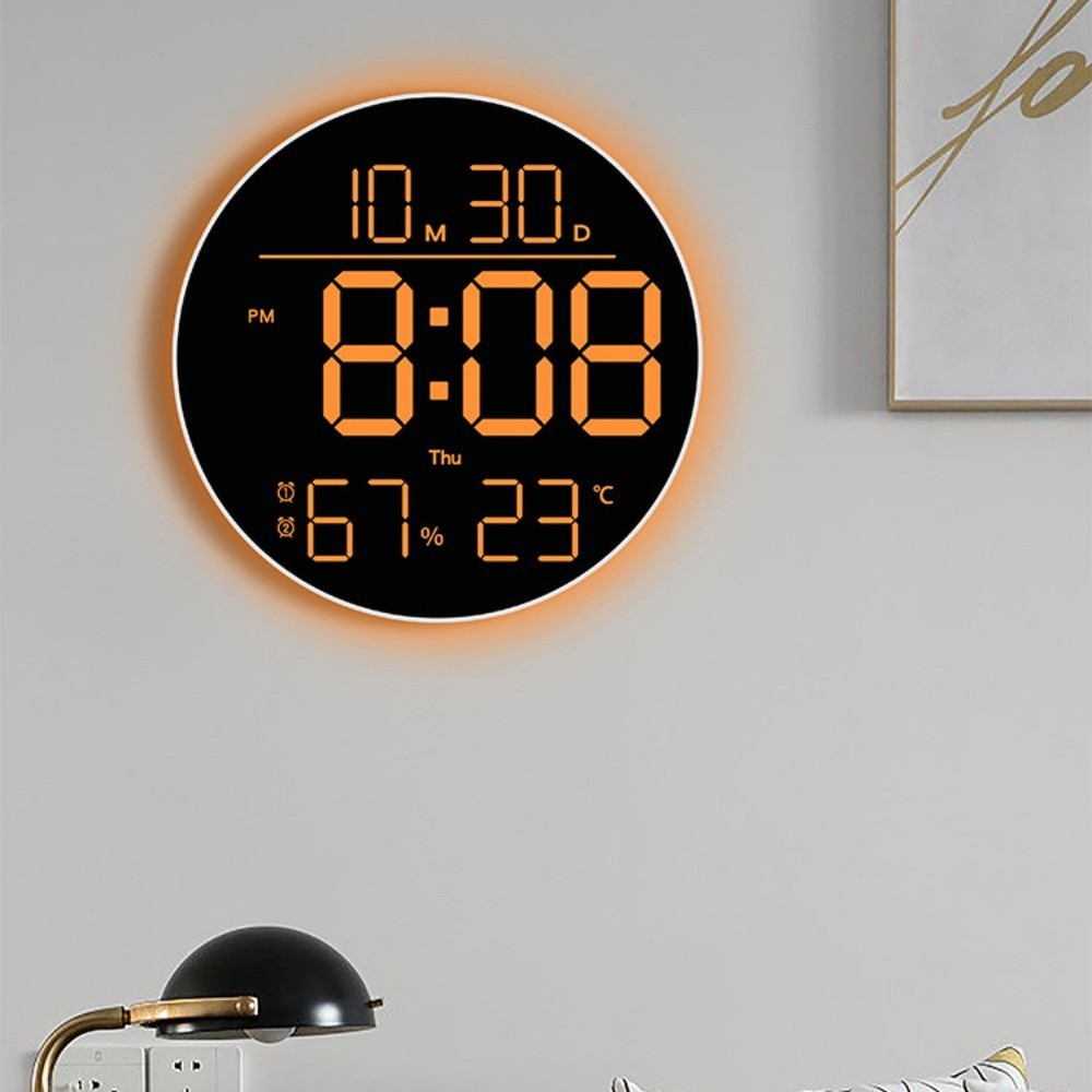 RGB Wall Clock with Remote Control Date Temp Humidity and Timer Function