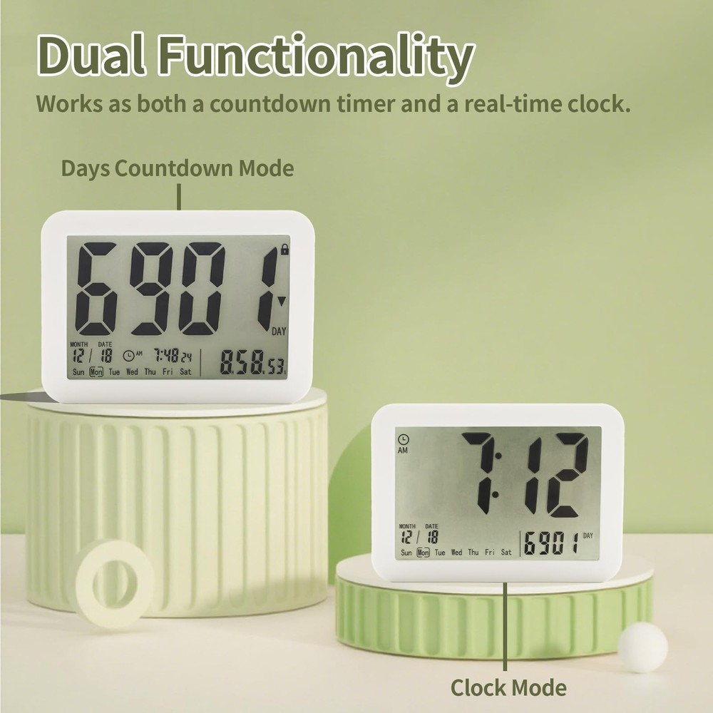 LUCKY TIME 9999 Days Digital Countdown Clock, Large Display LCD Timer & Real-...