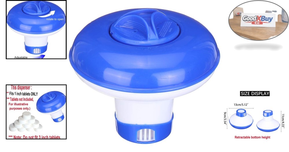 Mini Collapsible Chlorine Tablet Dispenser for Small Pools & Spas - Adjustabl...