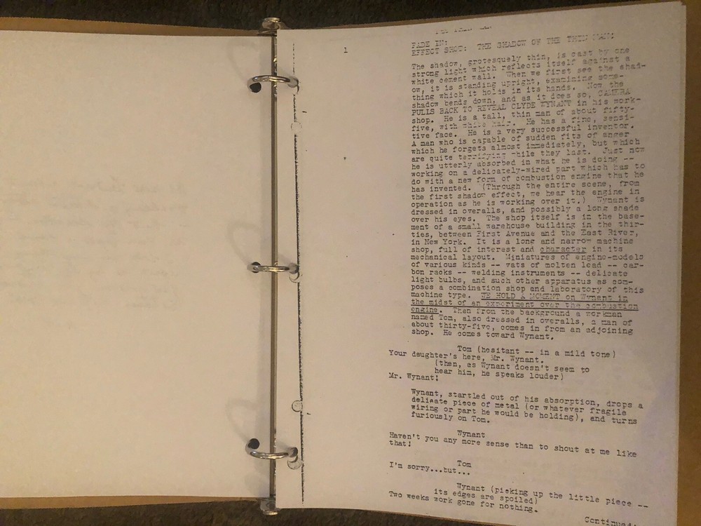 Vintage Thin Man Script [reproduction] with note From The Screenwriter Albert H