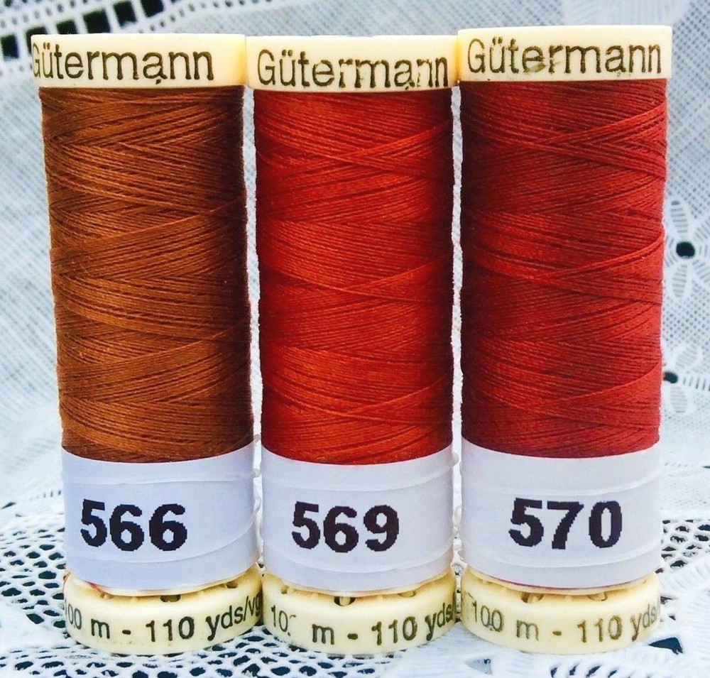 3 different Brown colors GUTERMANN 100% polyester thread 110 yards each spool