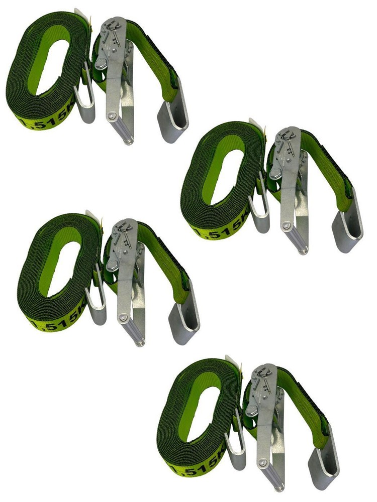 2"X27’ High Vis Ratchet Strap with Flat Hook 4 Pack