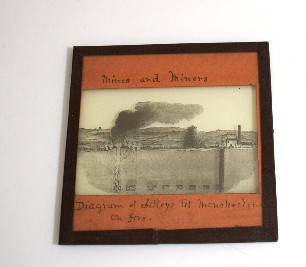 COAL MINING ASTLEY DEEP PIT FIRE MANCHESTER C1875 VICTORIAN Magic Lantern Slide
