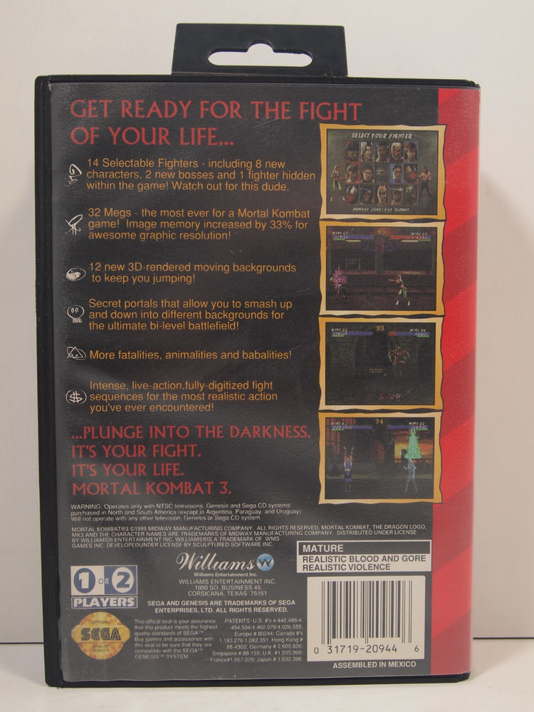 Mortal Kombat 3 Case (SEGA Genesis) Authentic BOX ONLY