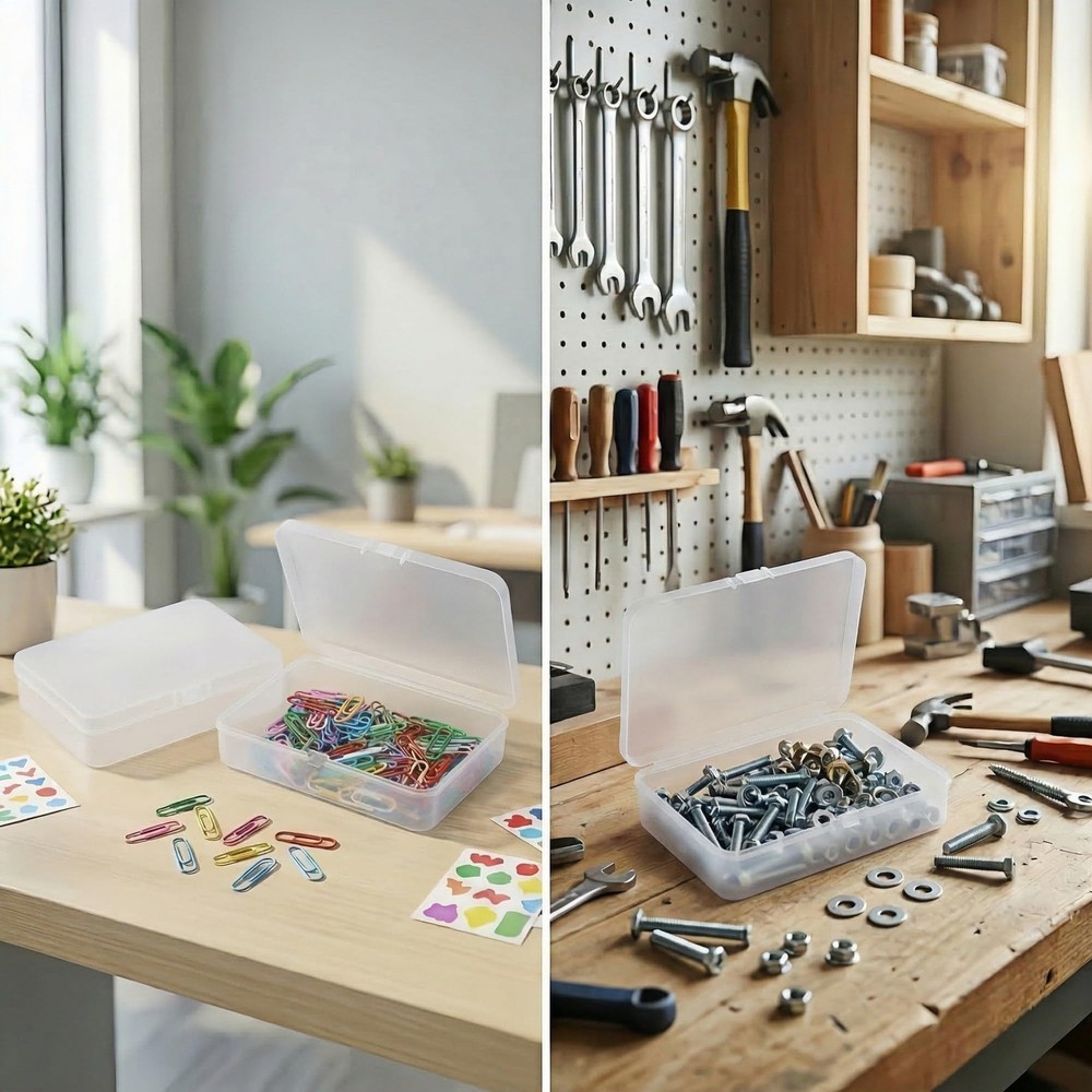 12 Pieces Rectangular Empty Mini Clear Plastic Organizer Storage Containers w...