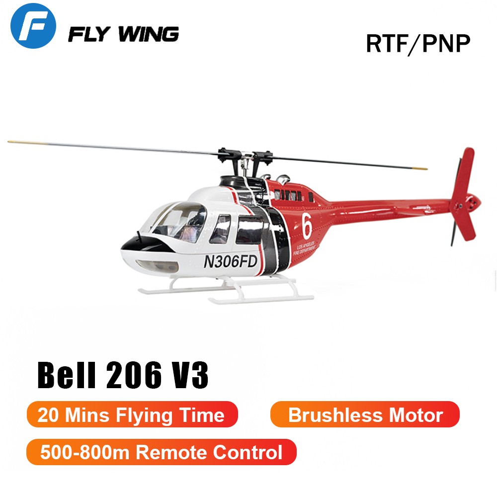FLY WING Bell 206 V3 10CH GPS ACE Flight Controller Hovering RC RTF Helicopter