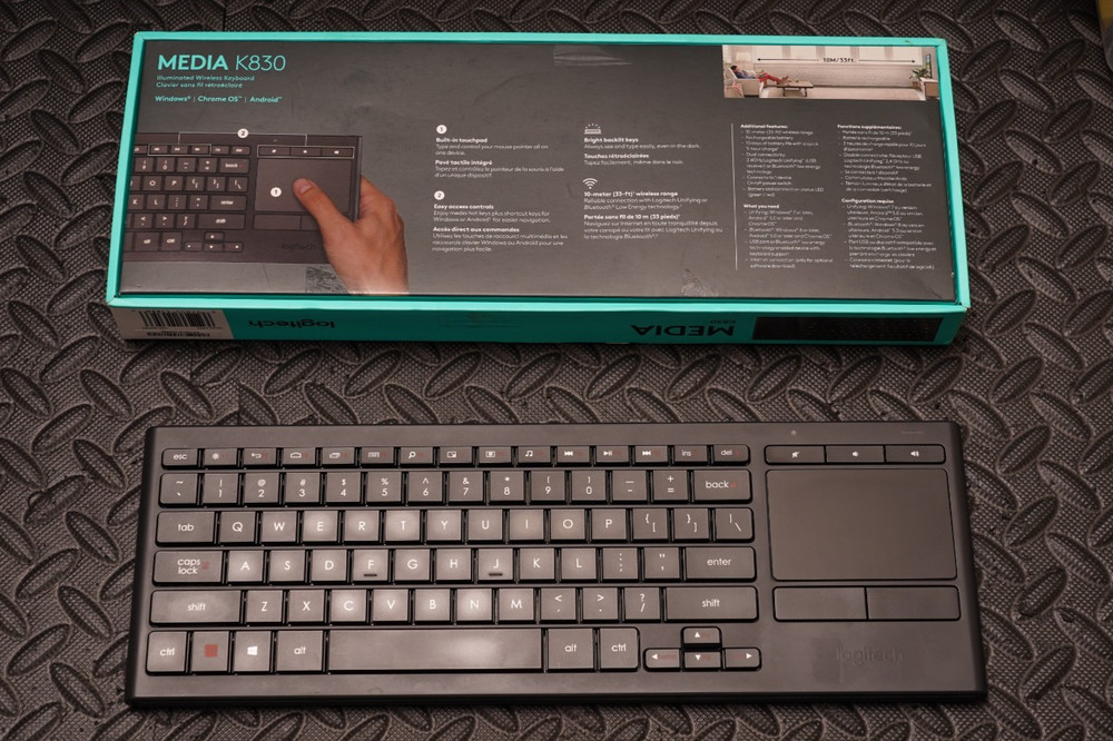 Logitech K830 Illuminated Wireless Keyboard Touchpad Bluetooth Dongle USB