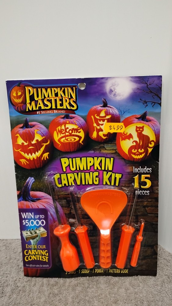 2 Pumpkin Masters Pumpkin Carving Kit includes 5 tools and 14 patterns. (00)