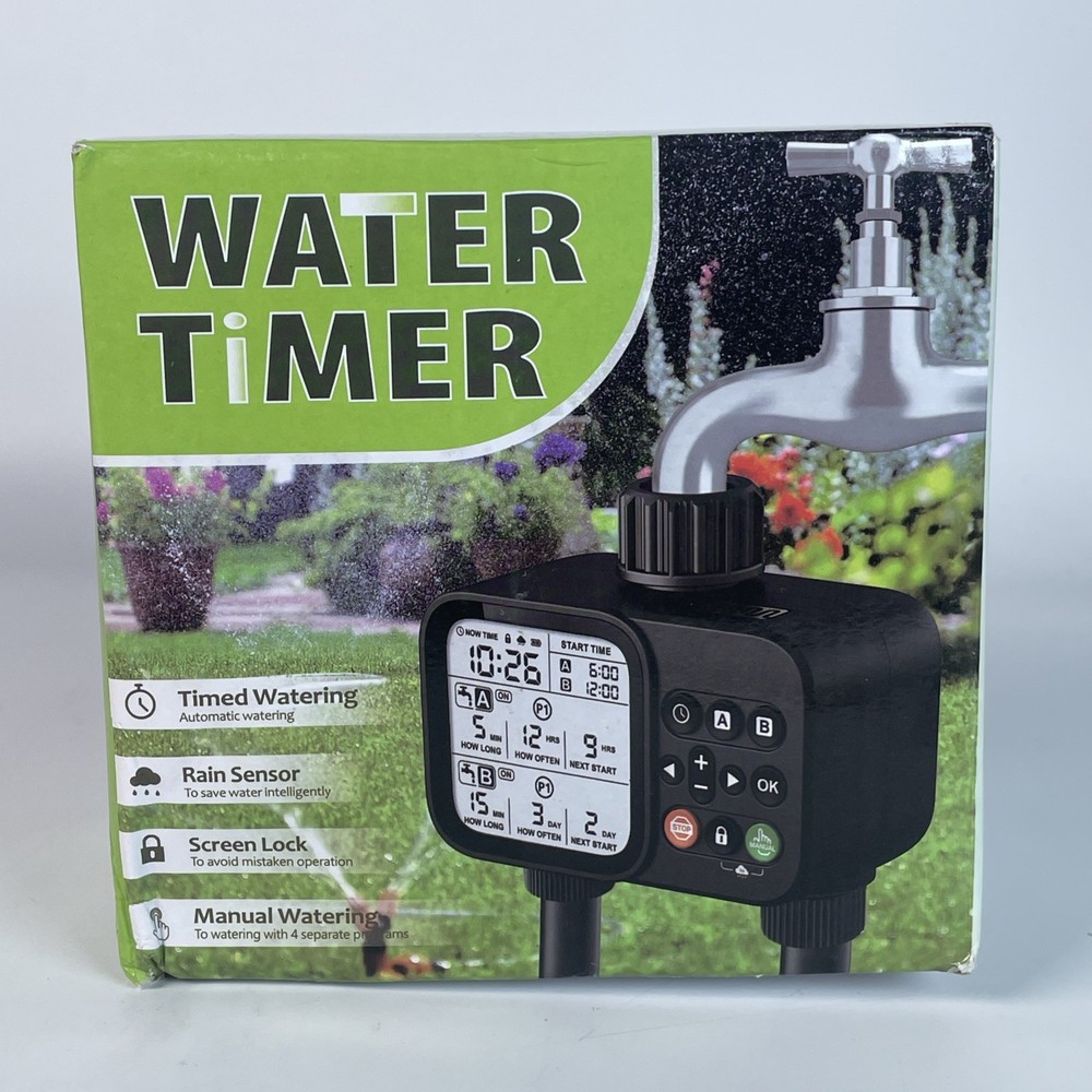 2-Outlet Water Timer Automatic Timed Irrigation System Greenhouse Sprinkler Tool