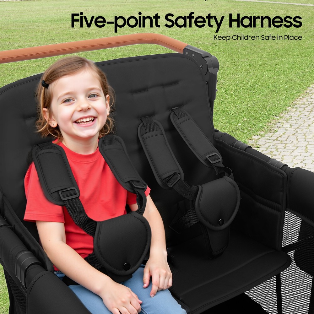 Adjustable 4-Seats Stroller Wagon, Collapsible & Easy to Maneuver