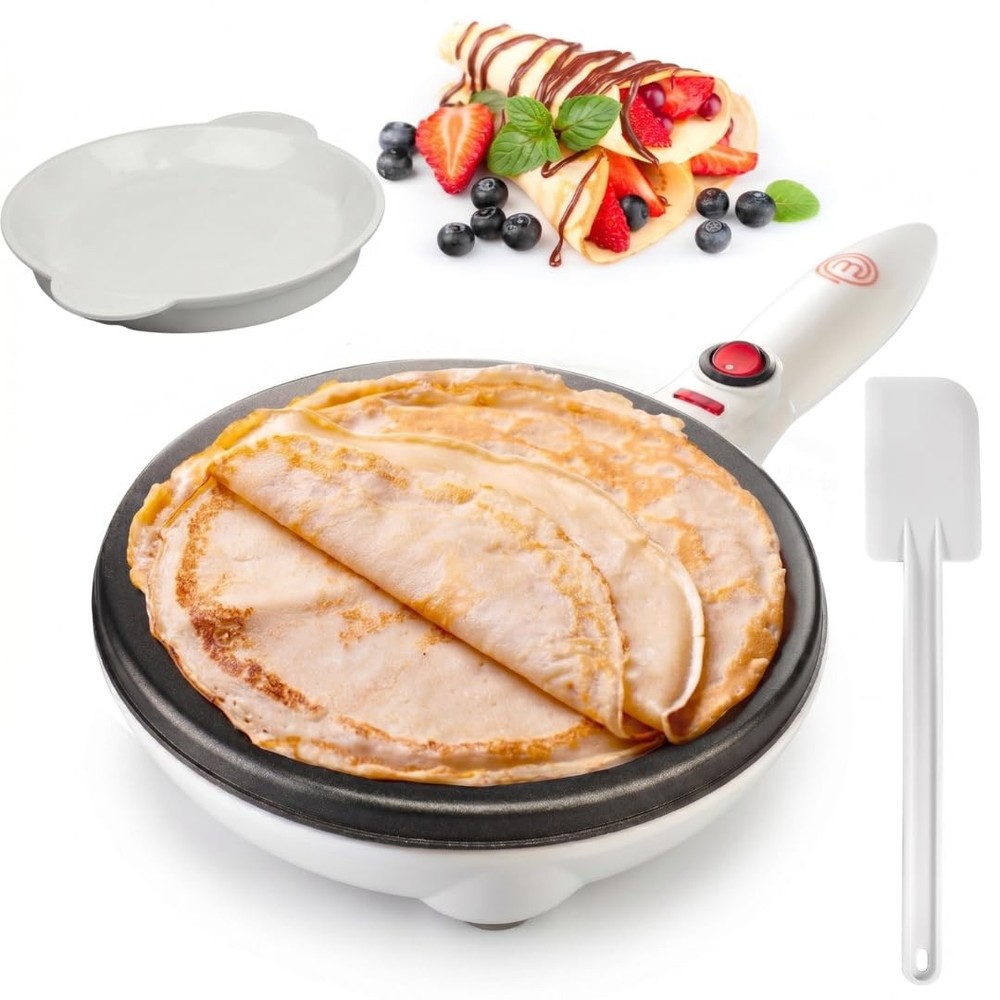 MasterChef Cordless Crepe Maker w/Nonstick Dipping Plate plus Base & Spatula,...