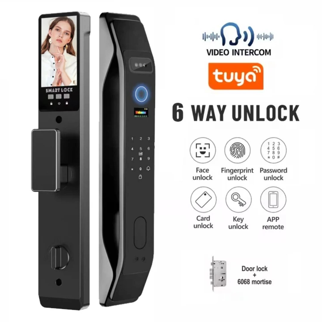 3D Face Recognition Fingerprint Password Smart Door Lock with Camera Security