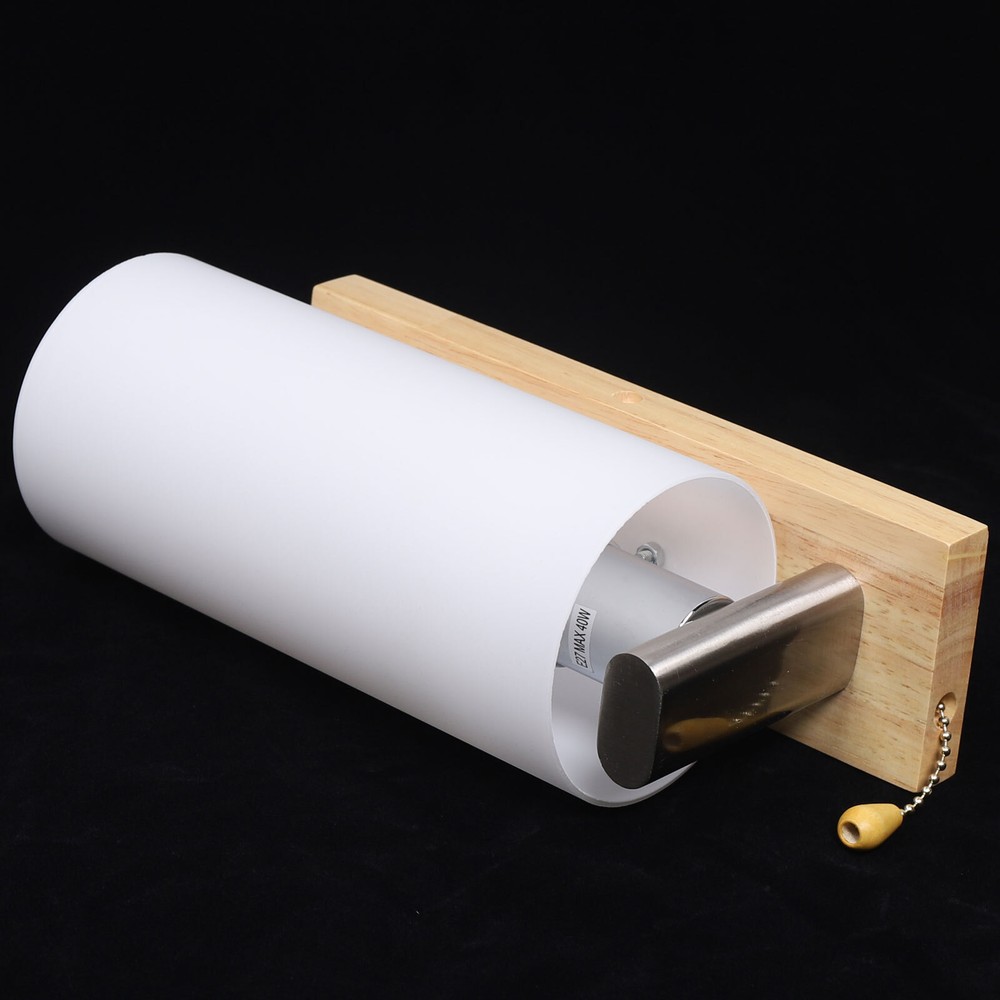 Modern White Wall Light Sconce Glass Shade Bedside Hallway Lamp With Pull Switch