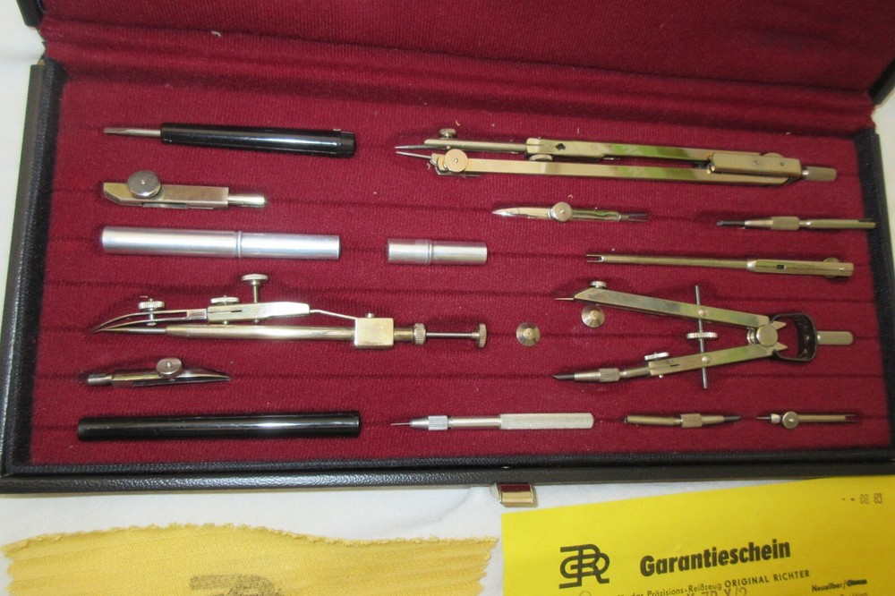 DRAFTING DRAWING SET ORIGINAL RICHTER Antique precision Technical set