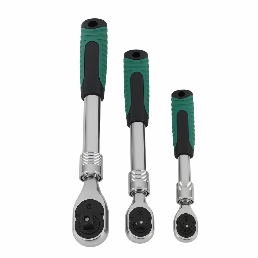 Professional Socket Wrench Set 3PC Extendable Handle 72-Tooth Mechanic Tools