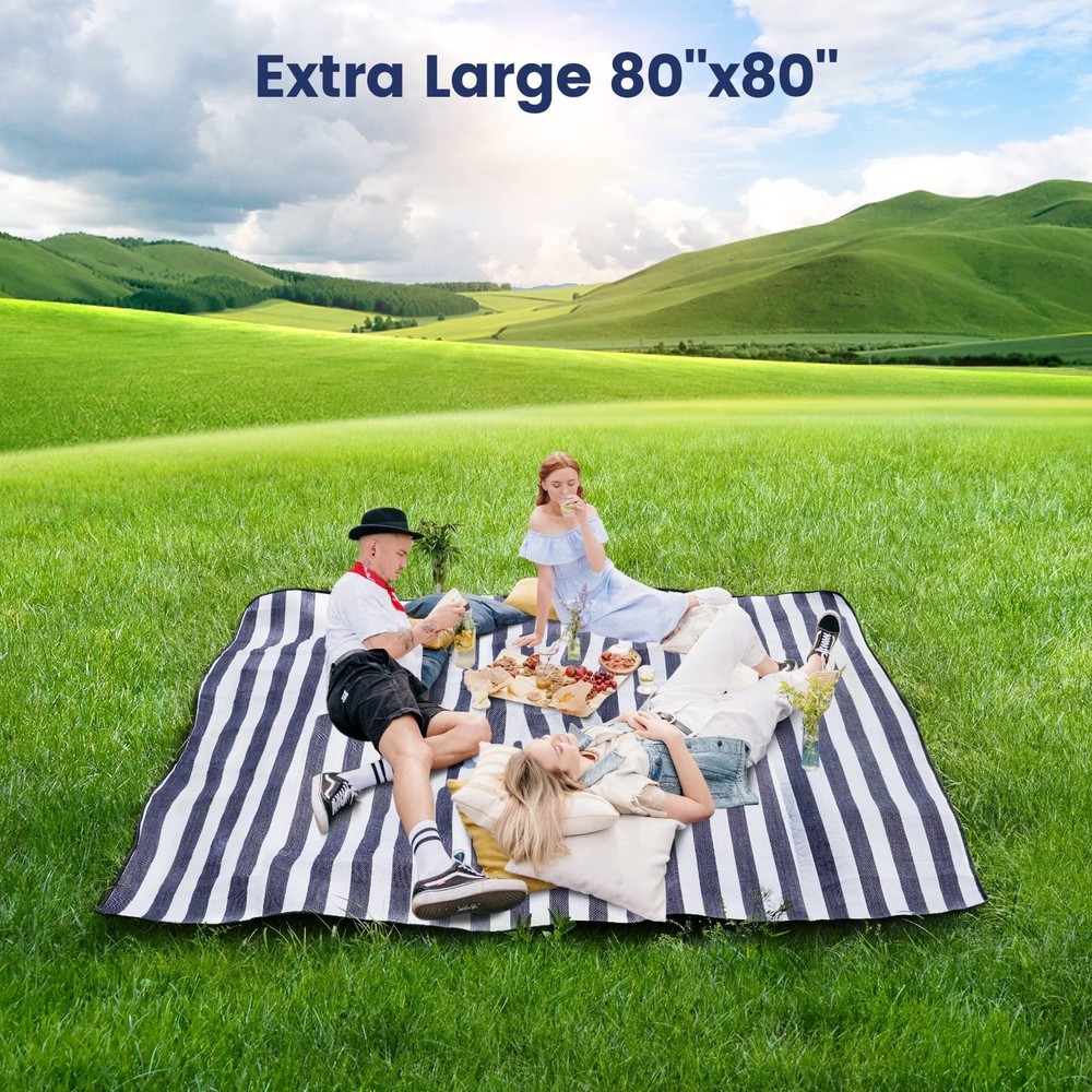 sapsisel 80”x 80” Picnic Blanket Extra Large, Waterproof and Foldabl
